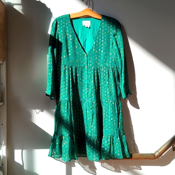 Sezane Green Silk Mini Dress, EU 38 - Picture 2 of 12